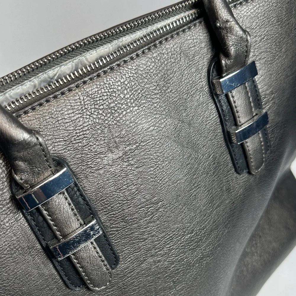 Dark Metallic/Shimmer Faux Leather Handbag/Laptop Tote